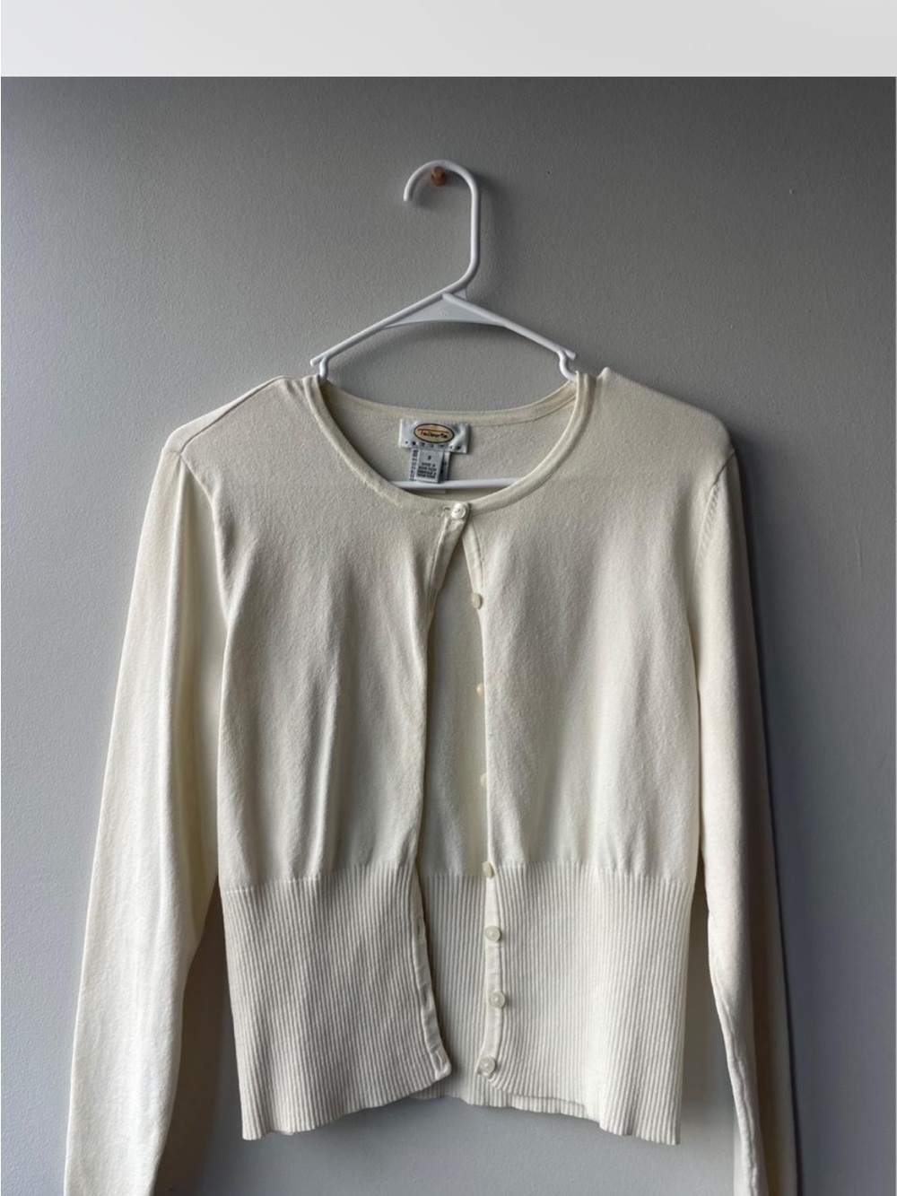 Talbots Cream Petite Button Front Cardigan